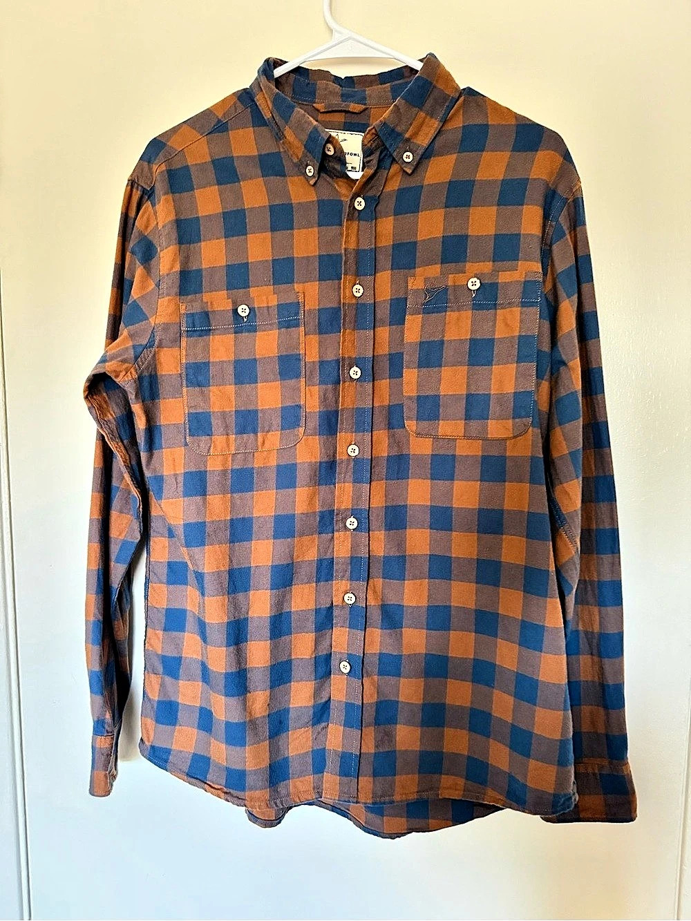 Combat Waterfowl Single Reed Collection Checked Flannel Shirt Medium Brown Blue